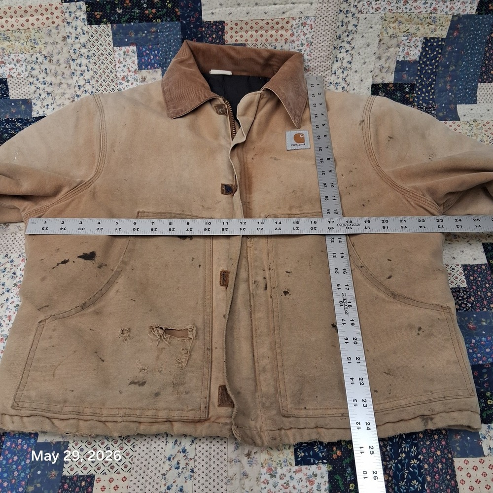 Vintage Carhartt JQ186 Arctic Quilt Lined Brown Canvas Jacket Large Faded J02 - Picture 9 of 13